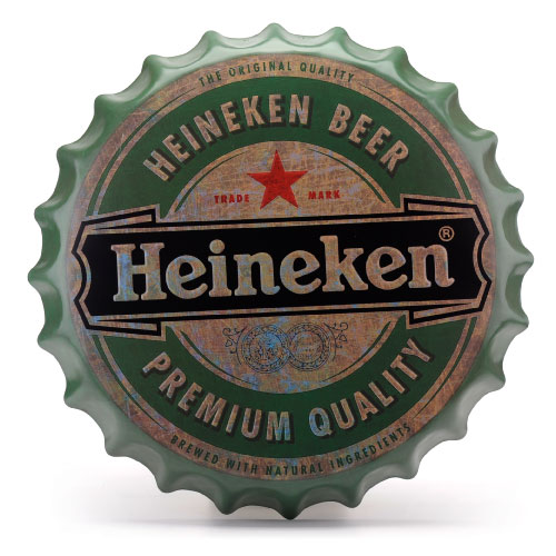 Placa Metálica Vintage En Forma De Tillo HEINEKEN